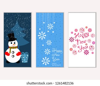 Vector illustration of winter holidays greeting cards