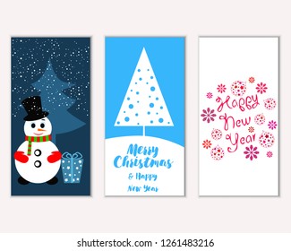 Vector illustration of winter holidays greeting cards
