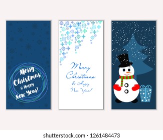 Vector illustration of winter holidays greeting cards