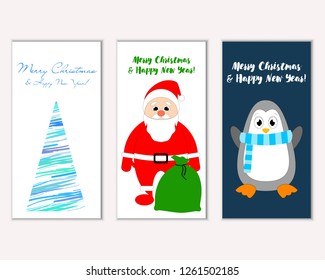 Vector illustration of winter holidays greeting cards