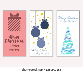 Vector illustration of winter holidays greeting cards