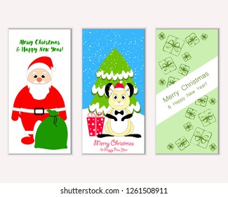 Vector illustration of winter holidays greeting cards