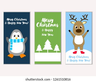 Vector illustration of winter holidays greeting cards
