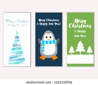 Vector illustration of winter holidays greeting cards