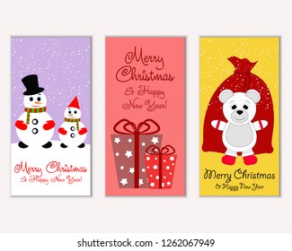 Vector illustration of winter holidays greeting cards