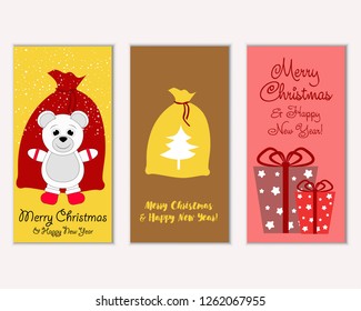 Vector illustration of winter holidays greeting cards