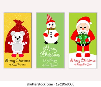 Vector illustration of winter holidays greeting cards