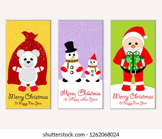 Vector illustration of winter holidays greeting cards