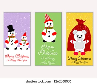 Vector illustration of winter holidays greeting cards