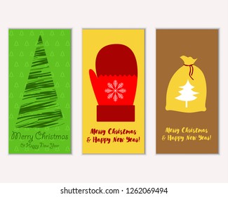 Vector illustration of winter holidays greeting cards