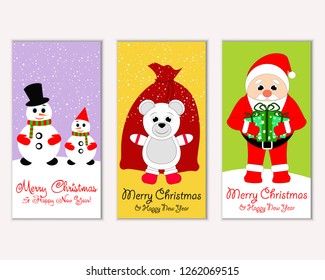 Vector illustration of winter holidays greeting cards