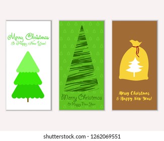 Vector illustration of winter holidays greeting cards