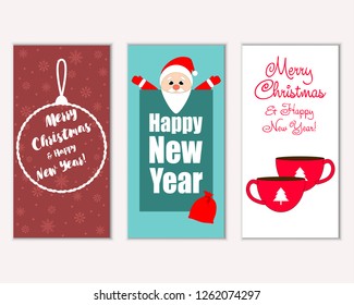Vector illustration of winter holidays greeting cards