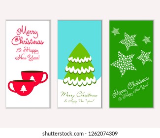 Vector illustration of winter holidays greeting cards