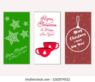 Vector illustration of winter holidays greeting cards