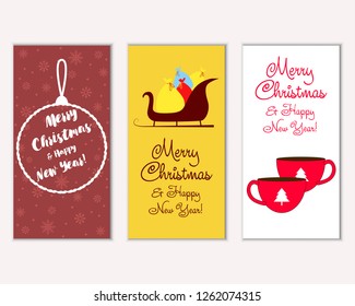 Vector illustration of winter holidays greeting cards