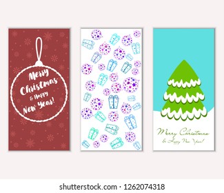 Vector illustration of winter holidays greeting cards