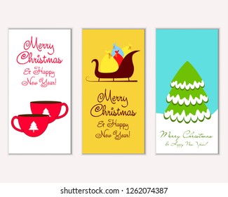 Vector illustration of winter holidays greeting cards