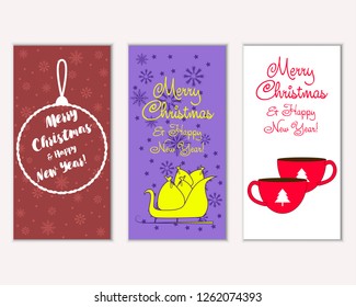 Vector illustration of winter holidays greeting cards