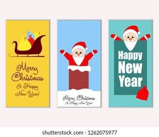 Vector illustration of winter holidays greeting cards