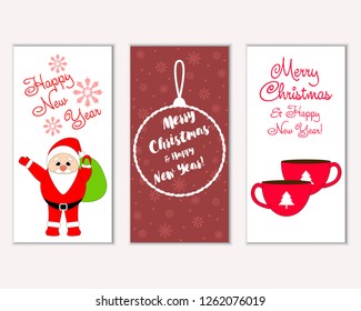 Vector illustration of winter holidays greeting cards