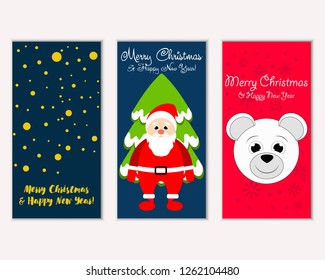 Vector illustration of winter holidays greeting cards