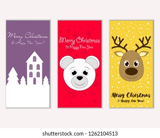 Vector illustration of winter holidays greeting cards