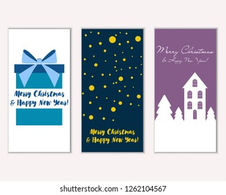 Vector illustration of winter holidays greeting cards