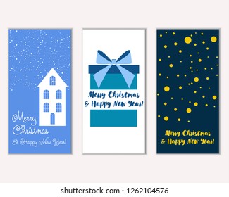 Vector illustration of winter holidays greeting cards