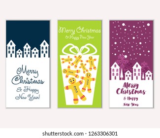 Vector illustration of winter holidays greeting cards
