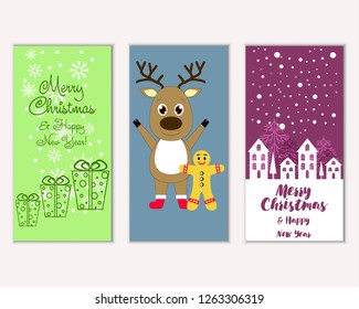 Vector illustration of winter holidays greeting cards