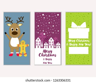 Vector illustration of winter holidays greeting cards