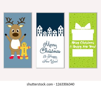 Vector illustration of winter holidays greeting cards