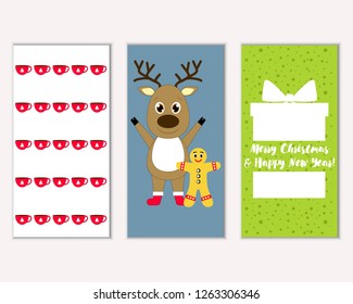 Vector illustration of winter holidays greeting cards