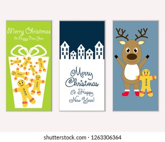 Vector illustration of winter holidays greeting cards
