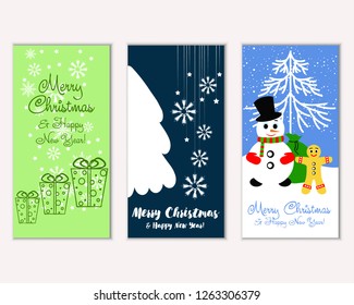 Vector illustration of winter holidays greeting cards
