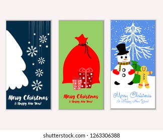 Vector illustration of winter holidays greeting cards
