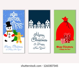 Vector illustration of winter holidays greeting cards