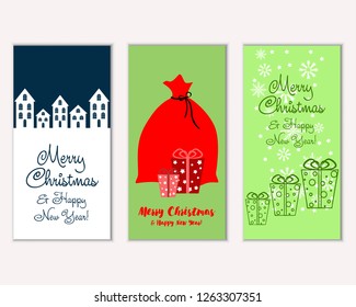Vector illustration of winter holidays greeting cards