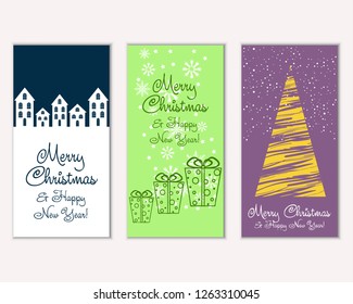 Vector illustration of winter holidays greeting cards