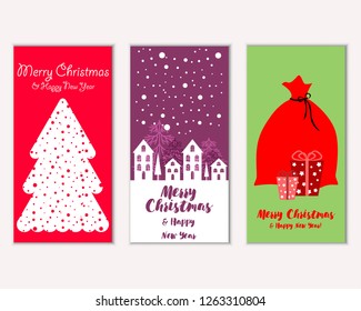 Vector illustration of winter holidays greeting cards