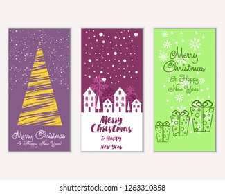 Vector illustration of winter holidays greeting cards