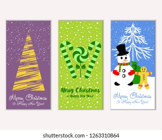 Vector illustration of winter holidays greeting cards