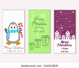 Vector illustration of winter holidays greeting cards