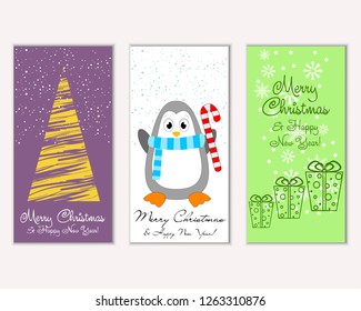 Vector illustration of winter holidays greeting cards