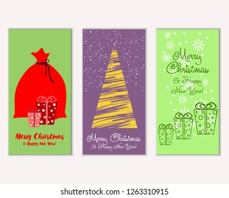 Vector illustration of winter holidays greeting cards