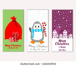 Vector illustration of winter holidays greeting cards