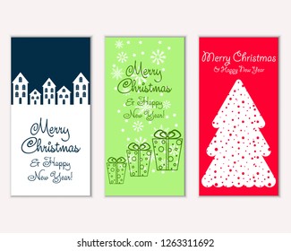 Vector illustration of winter holidays greeting cards