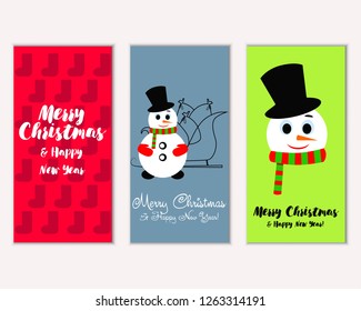Vector illustration of winter holidays greeting cards