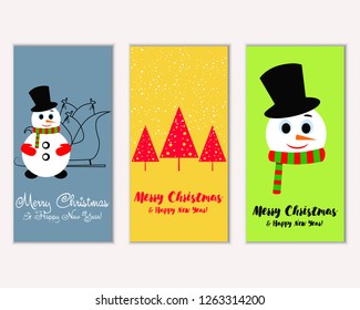 Vector illustration of winter holidays greeting cards